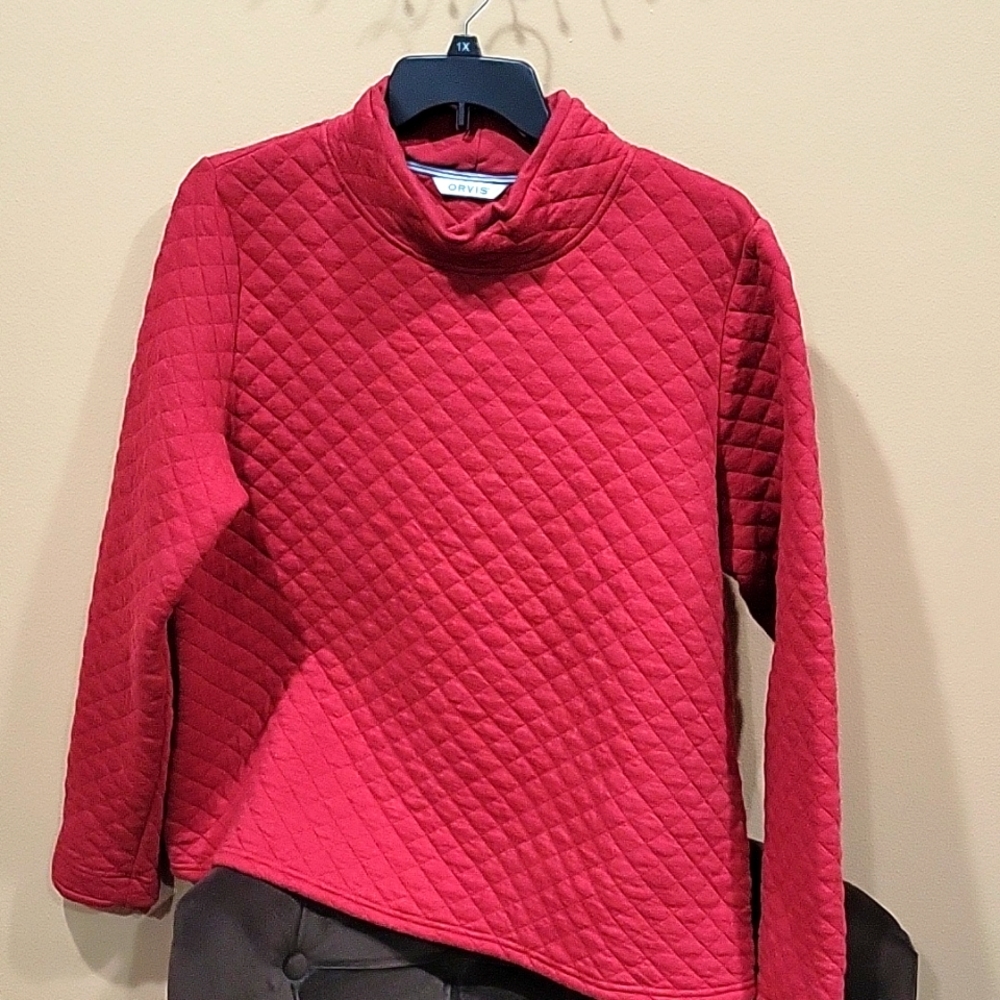 ORVIS: Quilted Turtleneck Sweatshirt/Deep Red/ Sz:XL